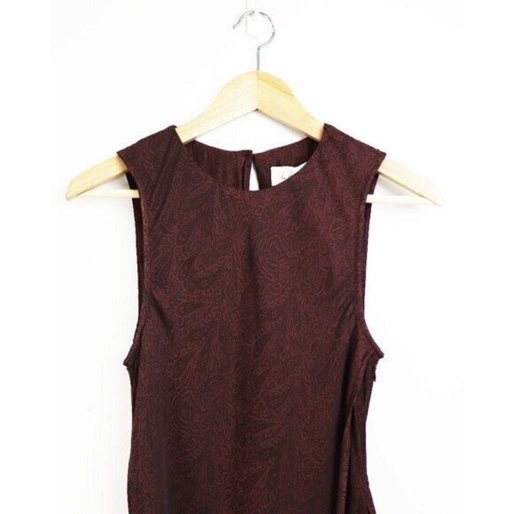 NWT L'Academie The Grazielle Mini Dress Burgundy Medium Paisley Satin Draped - Picture 5 of 7